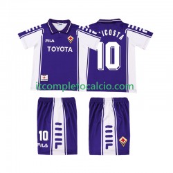 Maglia ACF Fiorentina RUI COSTA 10 2000 Retro Divisa Home 1999 Manica Corta ,Bambino