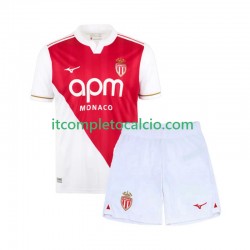 Maglia AS Monaco Divisa Home 2025-2026 Manica Corta ,Bambino