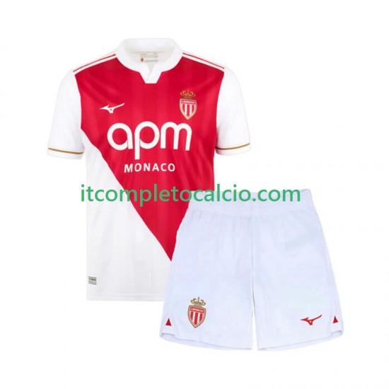Maglia AS Monaco Divisa Home 2025-2026 Manica Corta ,Bambino