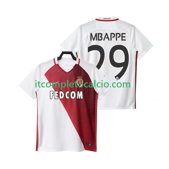 Maglia AS Monaco Mbappé 29 2016 2017 Divisa Home Manica Corta ,Uomo