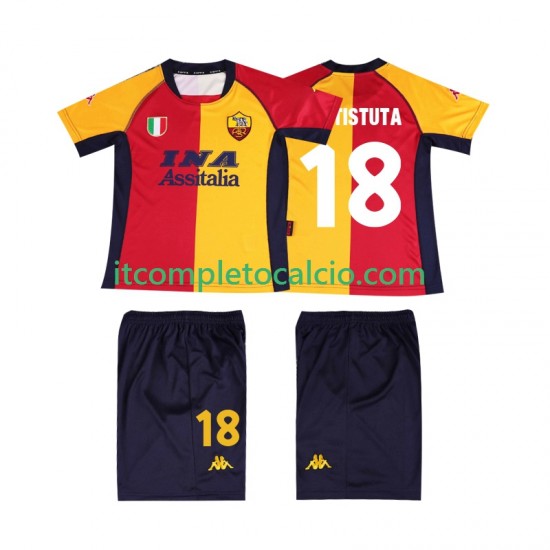 Maglia AS Roma BATISTUTA 18 2001 Retro Divisa Home Manica Corta ,Bambino