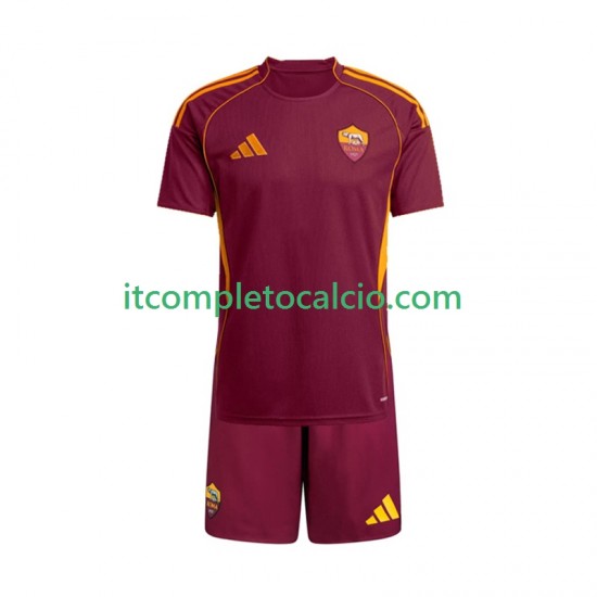Maglia AS Roma Divisa Home 2025-2026 Manica Corta ,Bambino