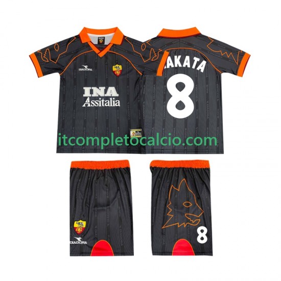 Maglia AS Roma NAKATA 8 2000 Retro Divisa Away 1999 Manica Corta ,Bambino