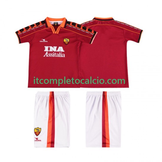 Maglia AS Roma Retro Divisa Home 1998 1999 Manica Corta ,Bambino