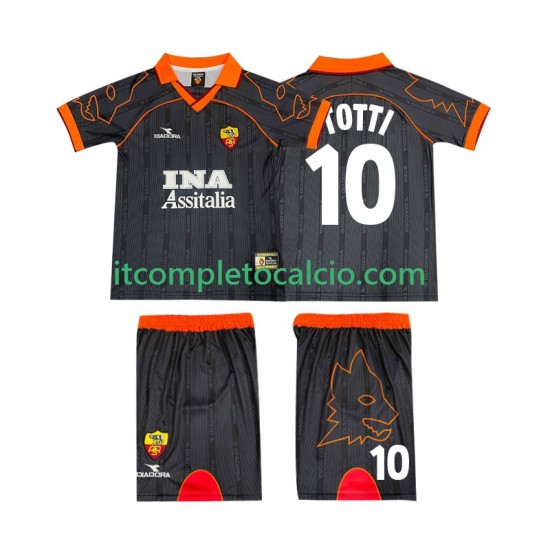 Maglia AS Roma TOTTI 10 2000 Retro Divisa Away 1999 Manica Corta ,Bambino