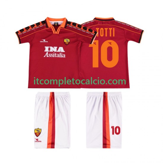 Maglia AS Roma TOTTI 10 Retro Divisa Home 1998 1999 Manica Corta ,Bambino