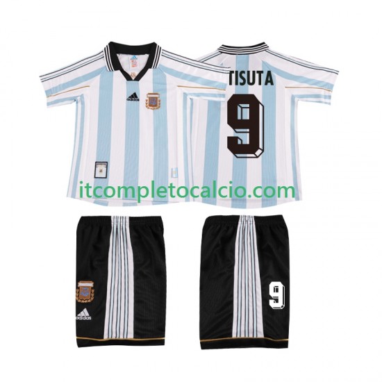 Maglia Argentina BATISUTA 9 Retro Divisa Home 1998 Manica Corta ,Bambino