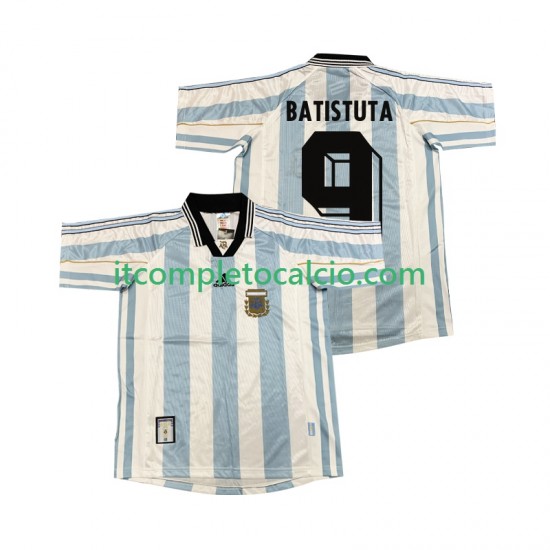 Maglia Argentina BATISUTA 9 Retro Divisa Home 1998 Manica Corta ,Uomo