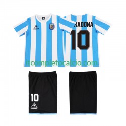 Maglia Argentina MARADONA 10 1986 Retro Divisa Home Manica Corta ,Bambino
