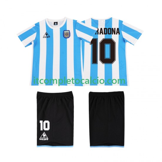 Maglia Argentina MARADONA 10 1986 Retro Divisa Home Manica Corta ,Bambino