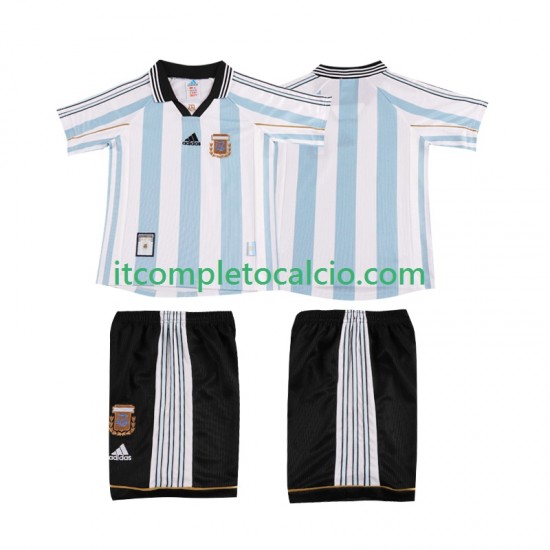 Maglia Argentina Retro Divisa Home 1998 Manica Corta ,Bambino