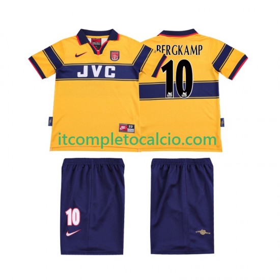 Maglia Arsenal BERGKAMP 10 1997 Retro Divisa Away 1999 Manica Corta ,Bambino