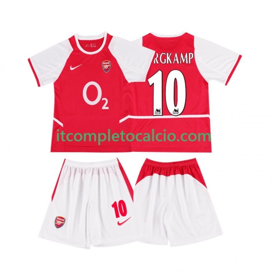 Maglia Arsenal BERGKAMP 10 2003 Retro Divisa Home 2002 Manica Corta ,Bambino