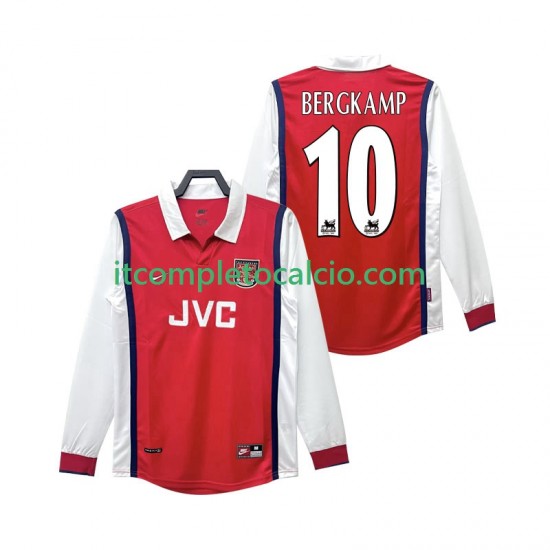 Maglia Arsenal BERGKAMP 10 Retro Divisa Home 1998 1999 Manica Lunga ,Uomo