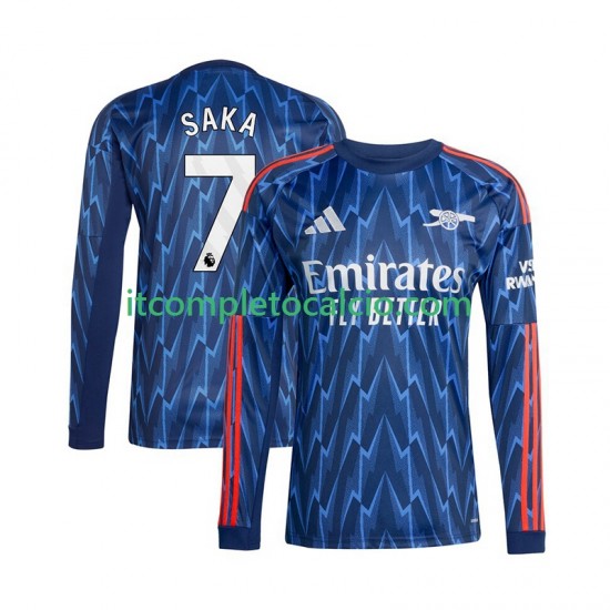 Maglia Arsenal Bukayo Saka 7 Divisa Away 2025-2026 Manica Lunga ,Uomo