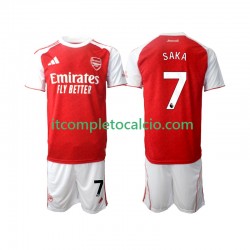Maglia Arsenal Bukayo Saka 7 Divisa Home 2025-2026 Manica Corta ,Bambino