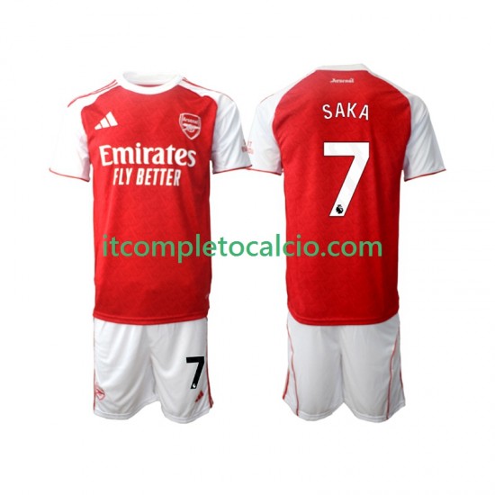 Maglia Arsenal Bukayo Saka 7 Divisa Home 2025-2026 Manica Corta ,Bambino
