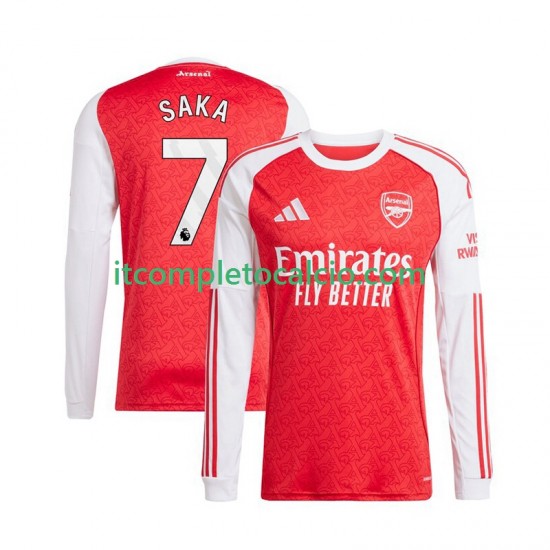 Maglia Arsenal Bukayo Saka 7 Divisa Home 2025-2026 Manica Lunga ,Uomo