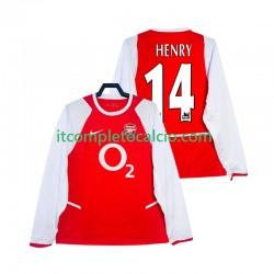 Maglia Arsenal Henry 14 2003 Retro Divisa Home 2002 Manica Lunga ,Uomo