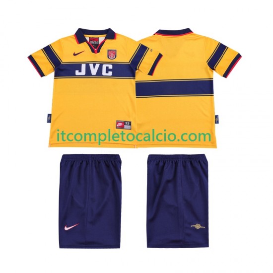 Maglia Arsenal 1997 Retro Divisa Away 1999 Manica Corta ,Bambino