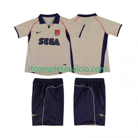 Maglia Arsenal 2001 Retro Divisa Away 2002 Manica Corta ,Bambino