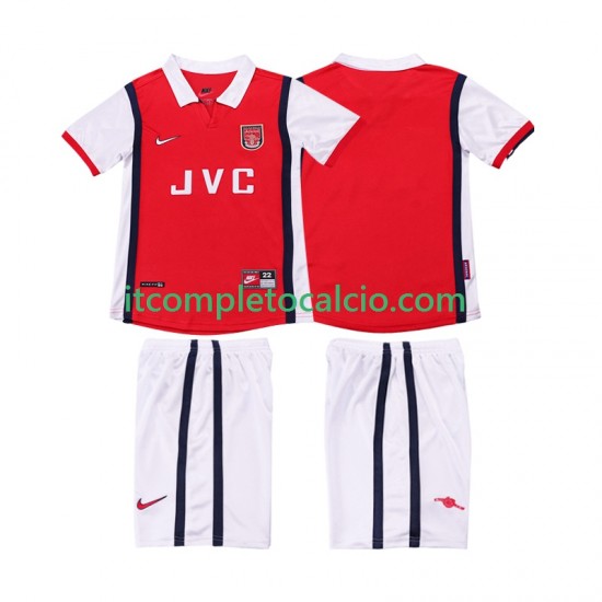Maglia Arsenal Retro Divisa Home 1998 1999 Manica Corta ,Bambino