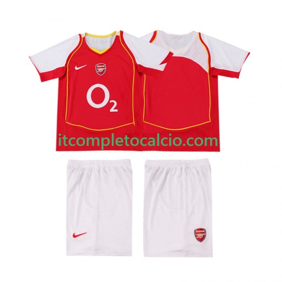 Maglia Arsenal 2005 Retro Divisa Home 2004 Manica Corta ,Bambino