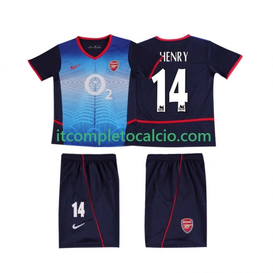 Maglia Arsenal Thierry Henry 14 Retro Divisa Away 2004 2002 Manica Corta ,Bambino