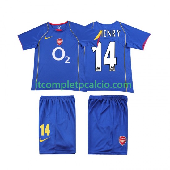 Maglia Arsenal Thierry Henry 14 2005 Retro Divisa Away 2004 Manica Corta ,Bambino