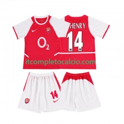 Maglia Arsenal Thierry Henry 14 2003 Retro Divisa Home 2002 Manica Corta ,Bambino