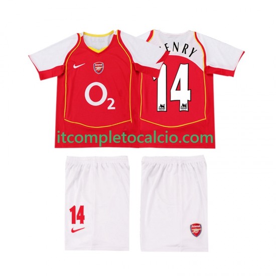 Maglia Arsenal Thierry Henry 14 2005 Retro Divisa Home 2004 Manica Corta ,Bambino