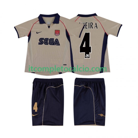Maglia Arsenal VIEIRA 4 2001 Retro Divisa Away 2002 Manica Corta ,Bambino