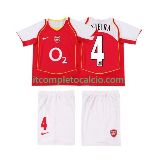 Maglia Arsenal VIEIRA 4 2005 Retro Divisa Home 2004 Manica Corta ,Bambino