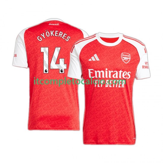 Maglia Arsenal Viktor Gyokeres 14 Divisa Home 2025-2026 Manica Corta ,Uomo