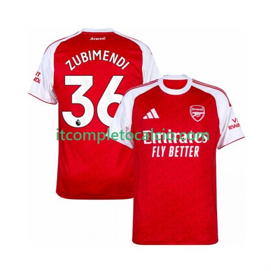 Maglia Arsenal Zubimendi 36 Divisa Home 2025-2026 Manica Corta ,Uomo