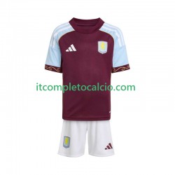 Maglia Aston Villa Divisa Home 2025-2026 Manica Corta ,Bambino