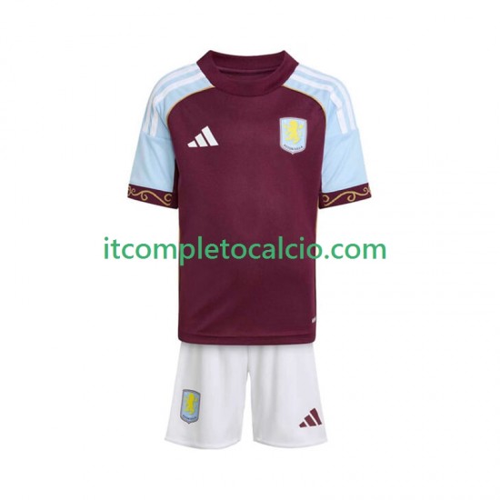 Maglia Aston Villa Divisa Home 2025-2026 Manica Corta ,Bambino