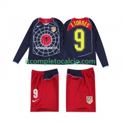Maglia Atlético Madrid F TORRES 9 2005 Retro Divisa Away 2004 Manica Lunga ,Bambino