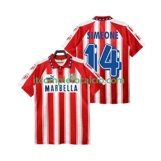 Maglia Atlético Madrid SIMEONE 14 1995 Retro Divisa Home 1994 Manica Corta ,Uomo