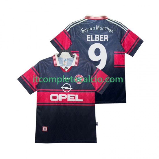 Maglia FC Bayern München Elber 9 1997 Retro Divisa Home 1999 Manica Corta ,Uomo