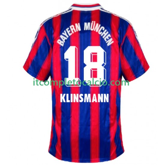 Maglia FC Bayern München Klinsmann 18 1995 1997 Retro Divisa Home Manica Corta ,Uomo