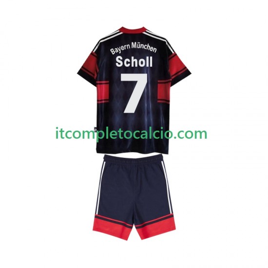 Maglia FC Bayern München Scholl 7 1997 Retro Divisa Home 1999 Manica Corta ,Bambino