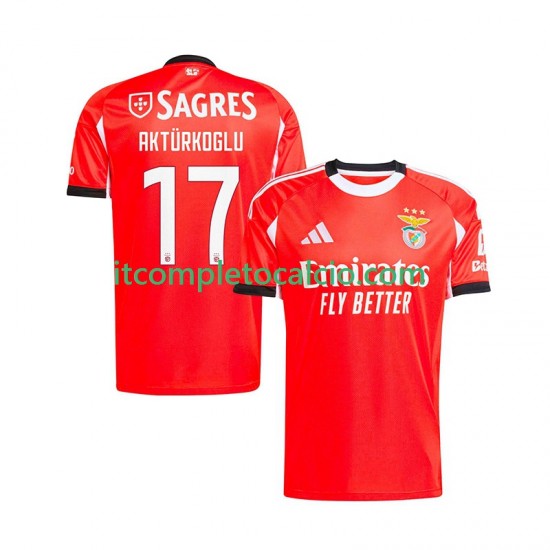 Maglia Benfica Kerem Akturkoglu 17 Divisa Home 2025-2026 Manica Corta ,Uomo
