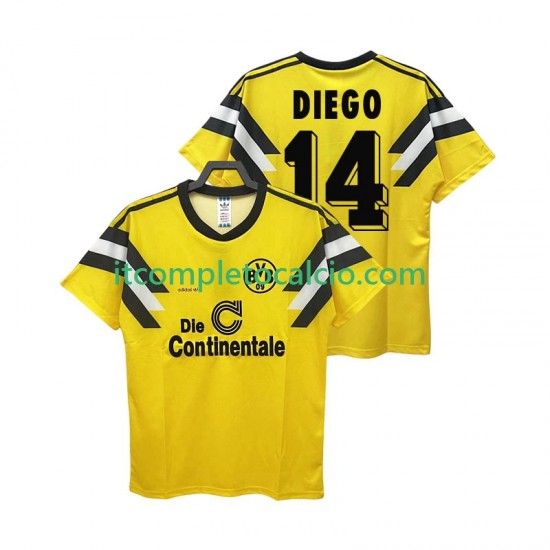 Maglia Borussia Dortmund DIEGO 14 DFB-POKAL 1989 Retro Divisa Home Manica Corta ,Uomo
