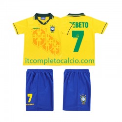 Maglia Brasile BEBETO 7 Retro Divisa Home 1994 Manica Corta ,Bambino