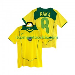 Maglia Brasile KAKA 8 Retro Divisa Home 2004 Manica Corta ,Uomo