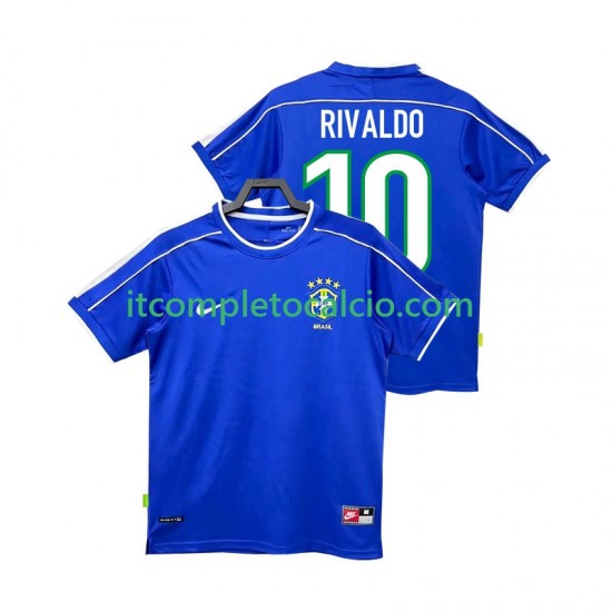 Maglia Brasile RIVALDO 10 Retro Divisa Away 1998 Manica Corta ,Uomo