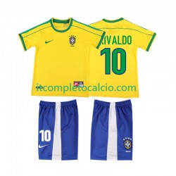 Maglia Brasile RIVALDO 10 Retro Divisa Home 1998 Manica Corta ,Bambino