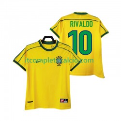 Maglia Brasile RIVALDO 10 Retro Divisa Home 1998 Manica Corta ,Uomo