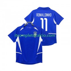 Maglia Brasile RONALDINHO 11 Retro Divisa Away 2002 Manica Corta ,Uomo